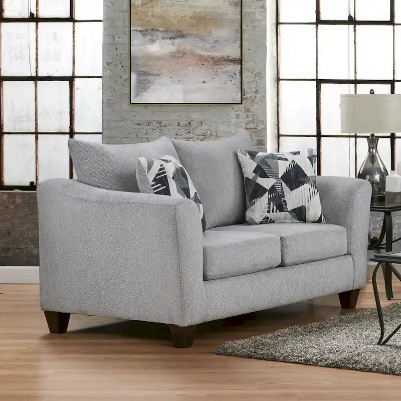 Set da soggiorno 2 pezzi Roundhill Furniture Duleek, divano e divanetto, Herringbone Silver