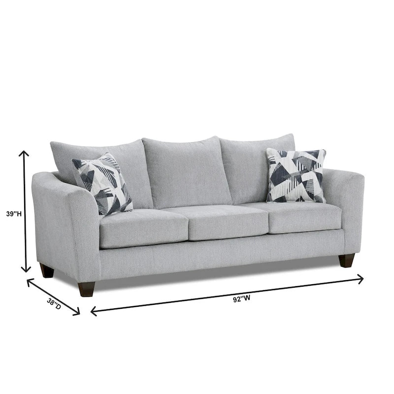 Set da soggiorno 2 pezzi Roundhill Furniture Duleek, divano e divanetto, Herringbone Silver