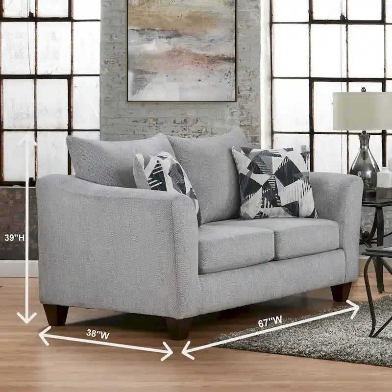Set da soggiorno 2 pezzi Roundhill Furniture Duleek, divano e divanetto, Herringbone Silver