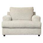 Fabric Upholstered Chair and a Half with T Cushioned Seat, Light Gray