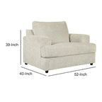 Fabric Upholstered Chair and a Half with T Cushioned Seat, Light Gray