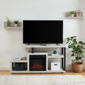 Wood TV Stand Classic Entertainment Center Media Console up to 55 with Electric Fireplace
