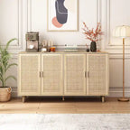 4-door Rattan Decorative Storage Cabinet - 62.2L x 15.75W x 34.25H