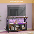 47 Wine Bar Cabinet with LED Lights Power Outlets Industrial Coffee Bar Cabinet - 47.2L x 15.7W x 33.4H