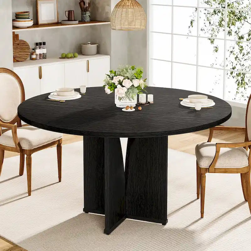 Tavolo da pranzo rotondo in legno da 100 cm per cucina e sala da pranzo