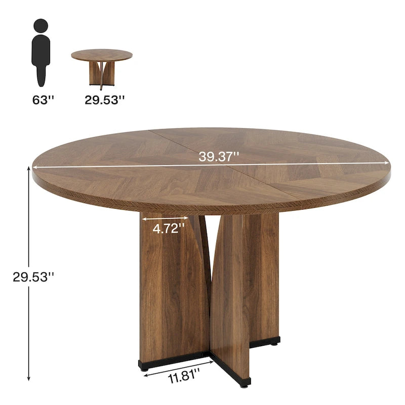 Tavolo da pranzo rotondo in legno da 100 cm per cucina e sala da pranzo