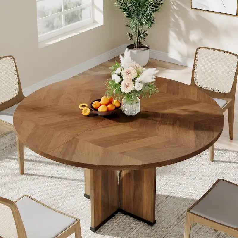 Tavolo da pranzo rotondo in legno da 100 cm per cucina e sala da pranzo