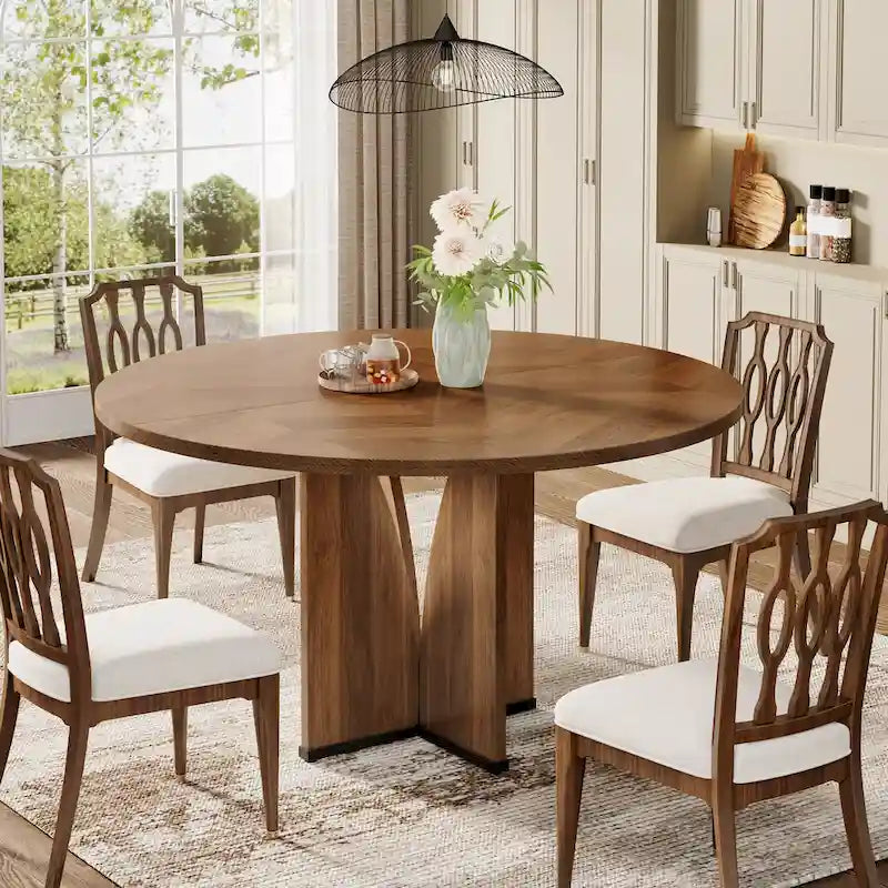 Tavolo da pranzo rotondo in legno da 100 cm per cucina e sala da pranzo