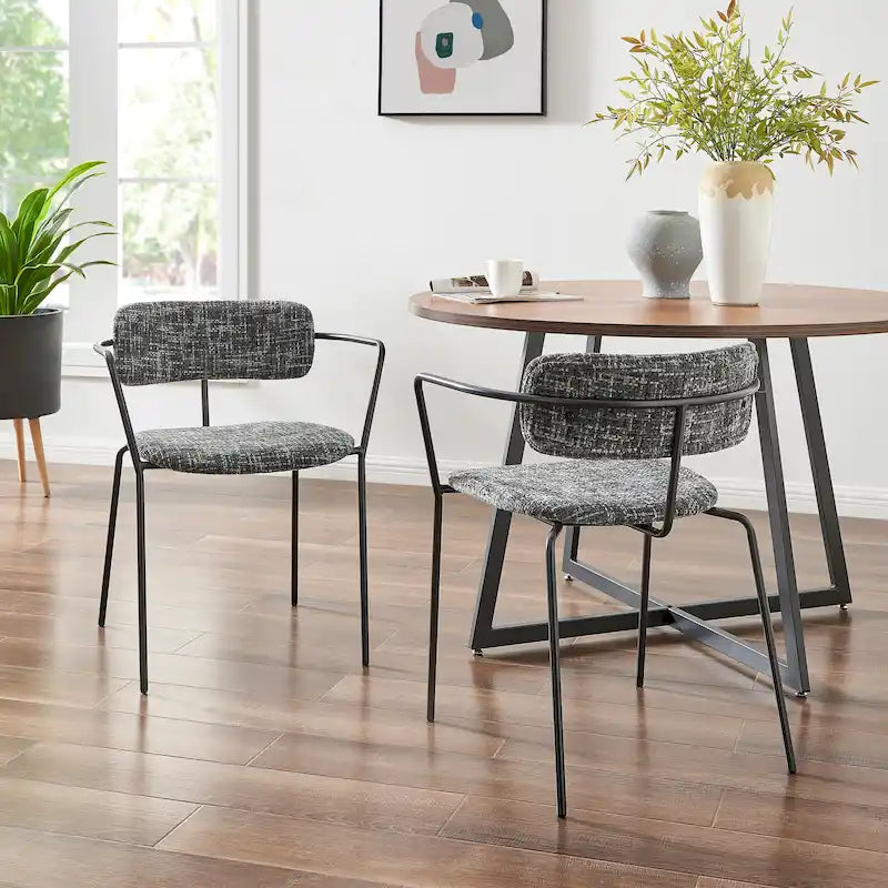 Sedia con braccioli in tessuto Alivia, (Set di 2)
