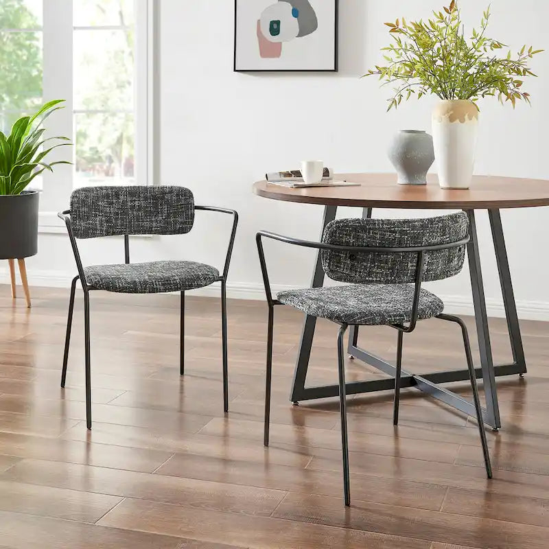 Sedia con braccioli in tessuto Alivia, (Set di 2)