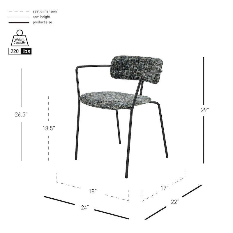 Sedia con braccioli in tessuto Alivia, (Set di 2)