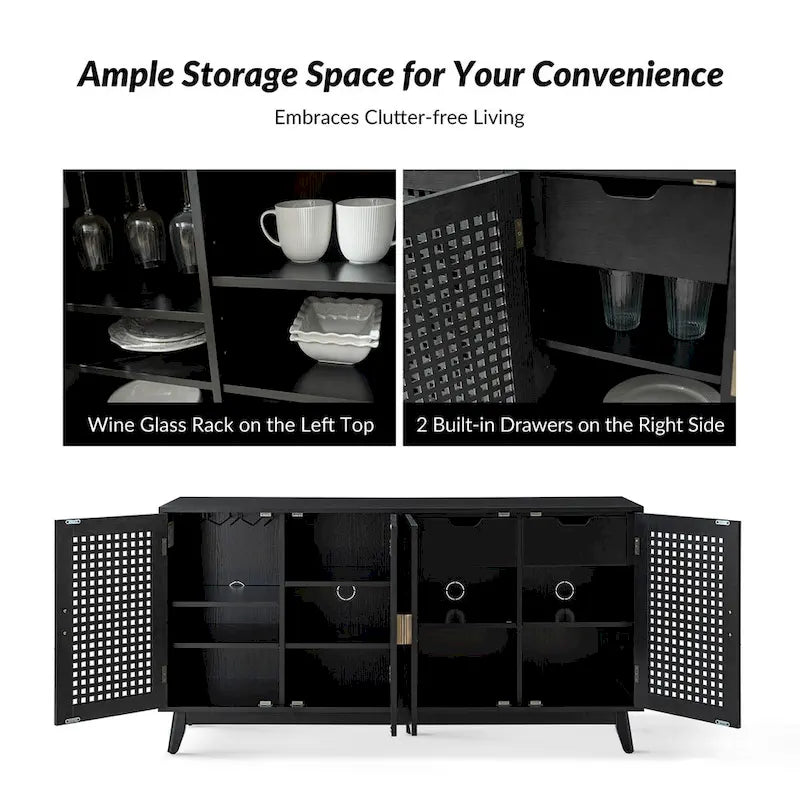 Credenza Alexis Contemporary 58Wide con gambe in legno massello di HULALA HOME