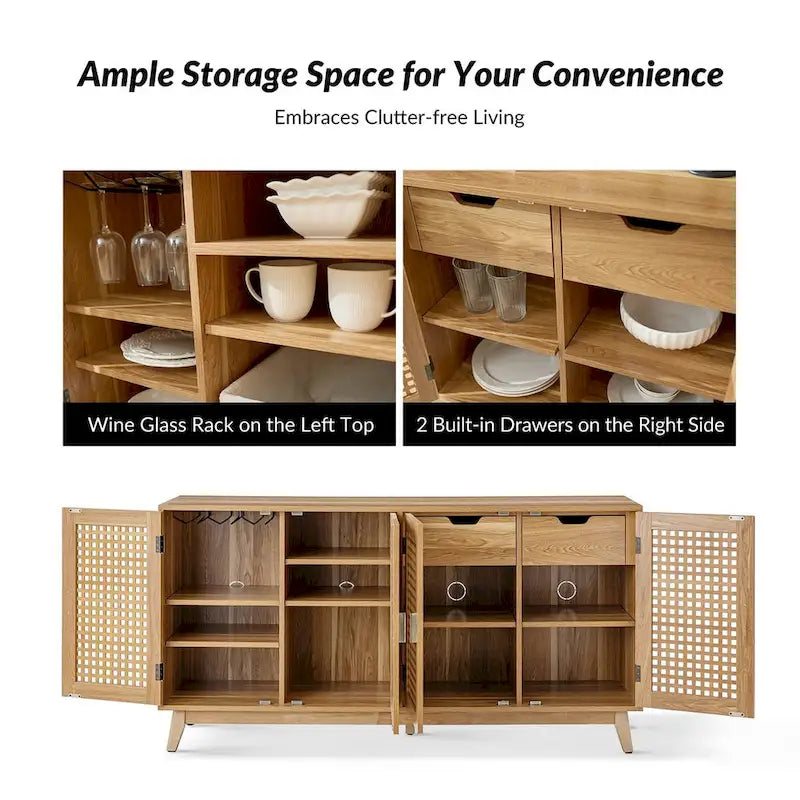Credenza Alexis Contemporary 58Wide con gambe in legno massello di HULALA HOME