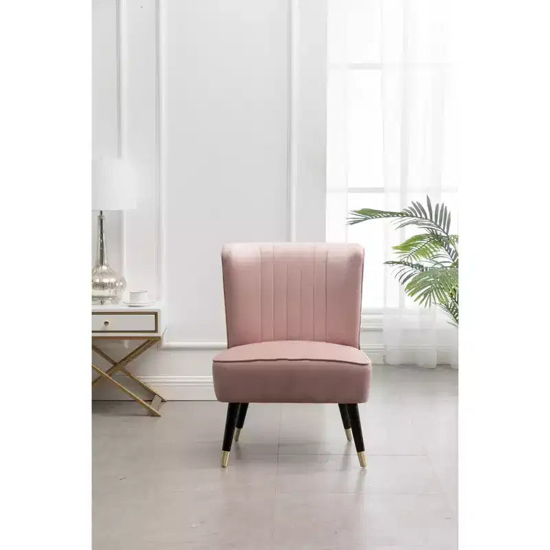 Roundhill Furniture Elon Contemporary Velvet Upholstered Accent Chair, Pink