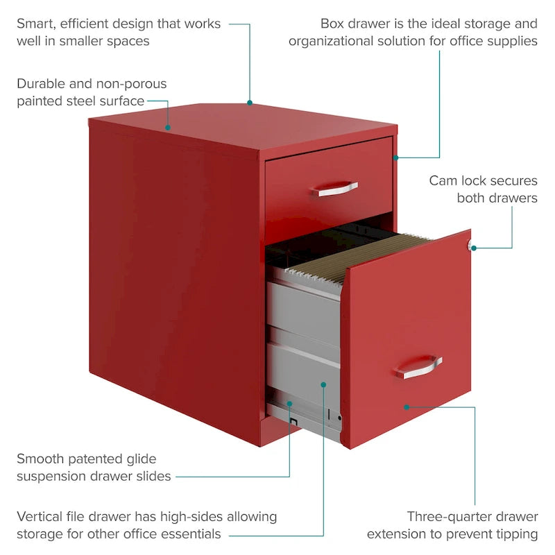 Space Solutions 18 Deep 2 Drawer Letter Width Vertical File Cabinet with Accessory Drawer