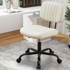 Comfy PU Leather Upholstered Office Chair, Home Desk Chair with Arms & Adjustable Swivel