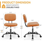 Comfy PU Leather Upholstered Office Chair, Home Desk Chair with Arms & Adjustable Swivel