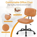 Comfy PU Leather Upholstered Office Chair, Home Desk Chair with Arms & Adjustable Swivel