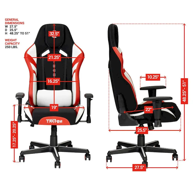Sedia da gaming Techni Sport TSF72 Echo con cuscino poggiatesta integrato