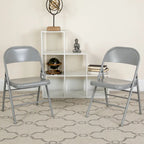 Sedia pieghevole in metallo, confezione da 4, con triplo rinforzo e doppia cerniera