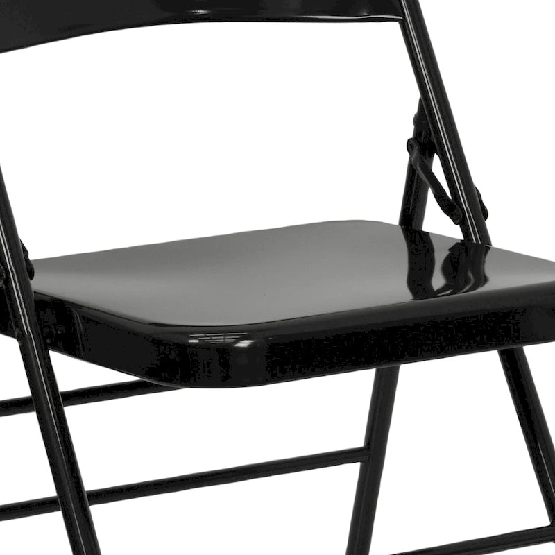 Sedia pieghevole in metallo, confezione da 4, con triplo rinforzo e doppia cerniera