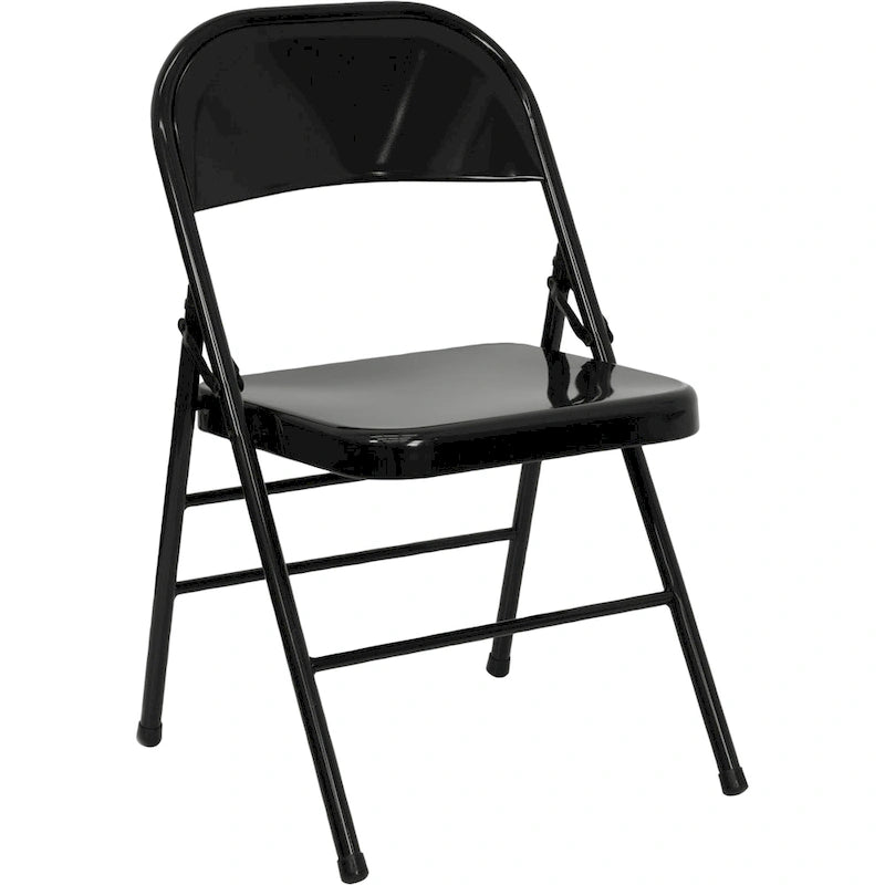 Sedia pieghevole in metallo, confezione da 4, con triplo rinforzo e doppia cerniera