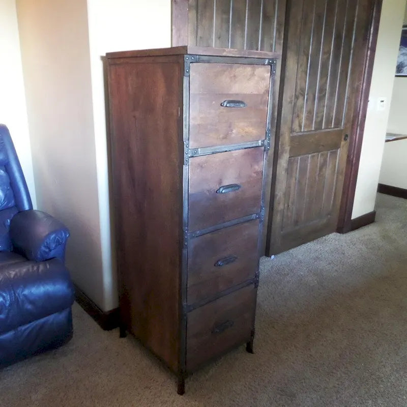 AA Warehousing Credenza rustica artigianale in legno massello a 4 cassetti