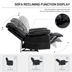 Breathable Leather Massage Recliner Chair Manual Living Room Reclining Sofa