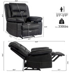 Breathable Leather Massage Recliner Chair Manual Living Room Reclining Sofa