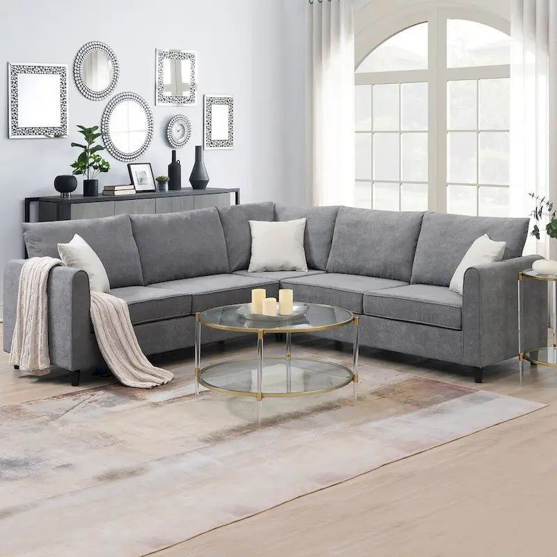 Divano Sezionale a L Moderno Imbottito da 91 pollici con Tre Cuscini - 91 L x 91 P x 33,5 A