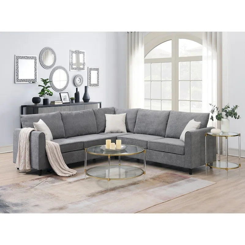 Divano Sezionale a L Moderno Imbottito da 91 pollici con Tre Cuscini - 91 L x 91 P x 33,5 A