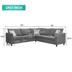 Divano Sezionale a L Moderno Imbottito da 91 pollici con Tre Cuscini - 91 L x 91 P x 33,5 A