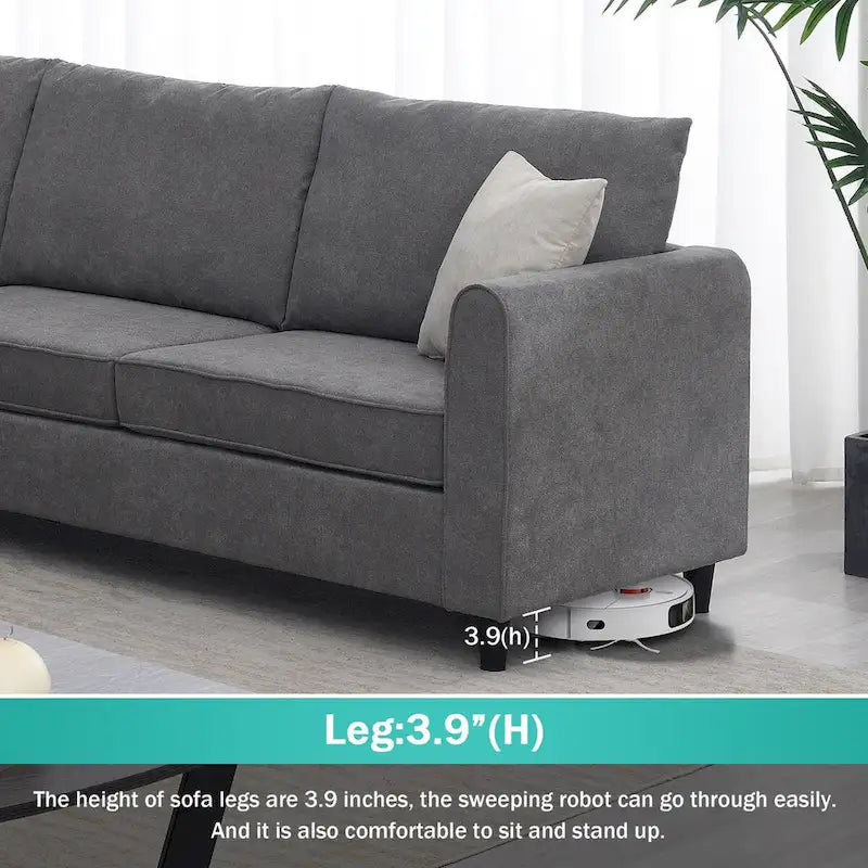 Divano Sezionale a L Moderno Imbottito da 91 pollici con Tre Cuscini - 91 L x 91 P x 33,5 A