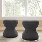 VANOMi Djembe Boucle Upholstered Ottoman with Swivel Base, Pouf, Swivel Vanity Stool for Living Room, Walk-in Closet (Set of 2)