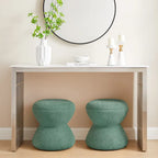 VANOMi Djembe Boucle Upholstered Ottoman with Swivel Base, Pouf, Swivel Vanity Stool for Living Room, Walk-in Closet (Set of 2)