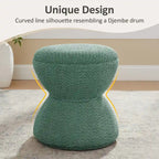 VANOMi Djembe Boucle Upholstered Ottoman with Swivel Base, Pouf, Swivel Vanity Stool for Living Room, Walk-in Closet (Set of 2)