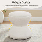 VANOMi Djembe Boucle Upholstered Ottoman with Swivel Base, Pouf, Swivel Vanity Stool for Living Room, Walk-in Closet (Set of 2)