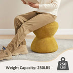 VANOMi Djembe Boucle Upholstered Ottoman with Swivel Base, Pouf, Swivel Vanity Stool for Living Room, Walk-in Closet (Set of 2)