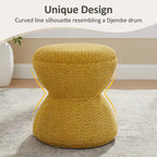 VANOMi Djembe Boucle Upholstered Ottoman with Swivel Base, Pouf, Swivel Vanity Stool for Living Room, Walk-in Closet (Set of 2)
