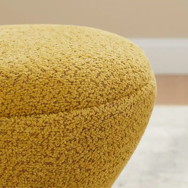 VANOMi Djembe Boucle Upholstered Ottoman with Swivel Base, Pouf, Swivel Vanity Stool for Living Room, Walk-in Closet (Set of 2)