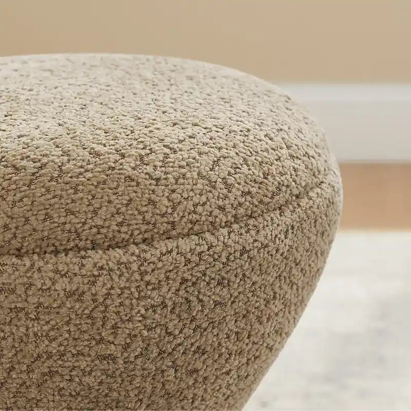 VANOMi Djembe Boucle Upholstered Ottoman with Swivel Base, Pouf, Swivel Vanity Stool for Living Room, Walk-in Closet (Set of 2)