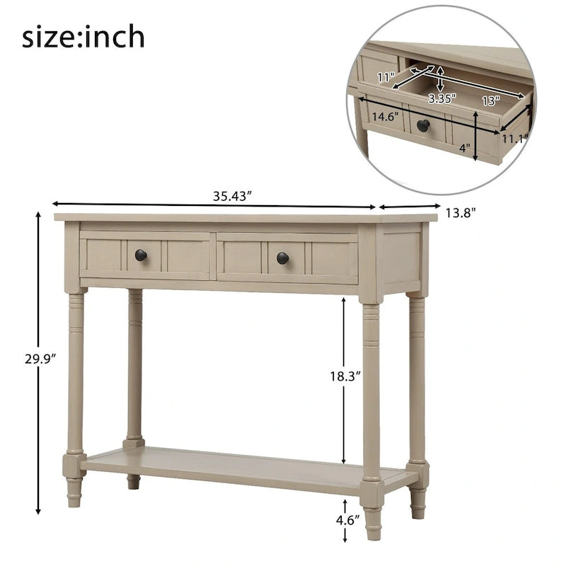 Consolle con 2 Cassetti e Ripiano Inferiore Serie Daisy