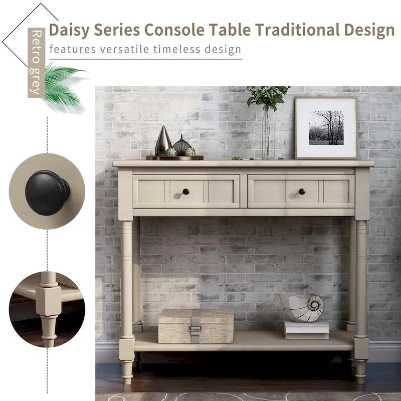 Consolle con 2 Cassetti e Ripiano Inferiore Serie Daisy