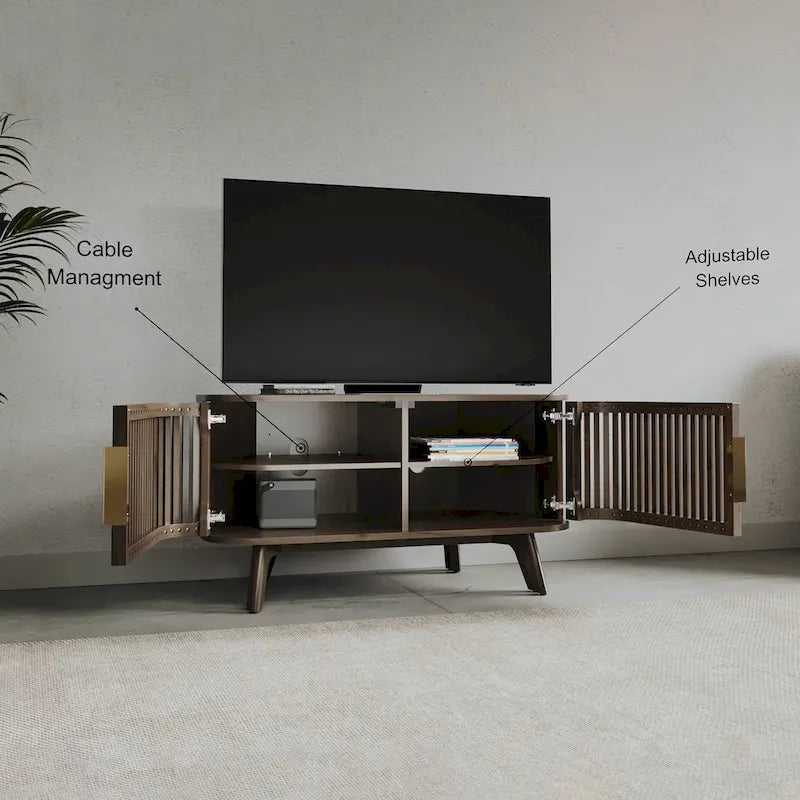 Studio London Sierra Wooden Corner TV Stand with Mid-Century Accents