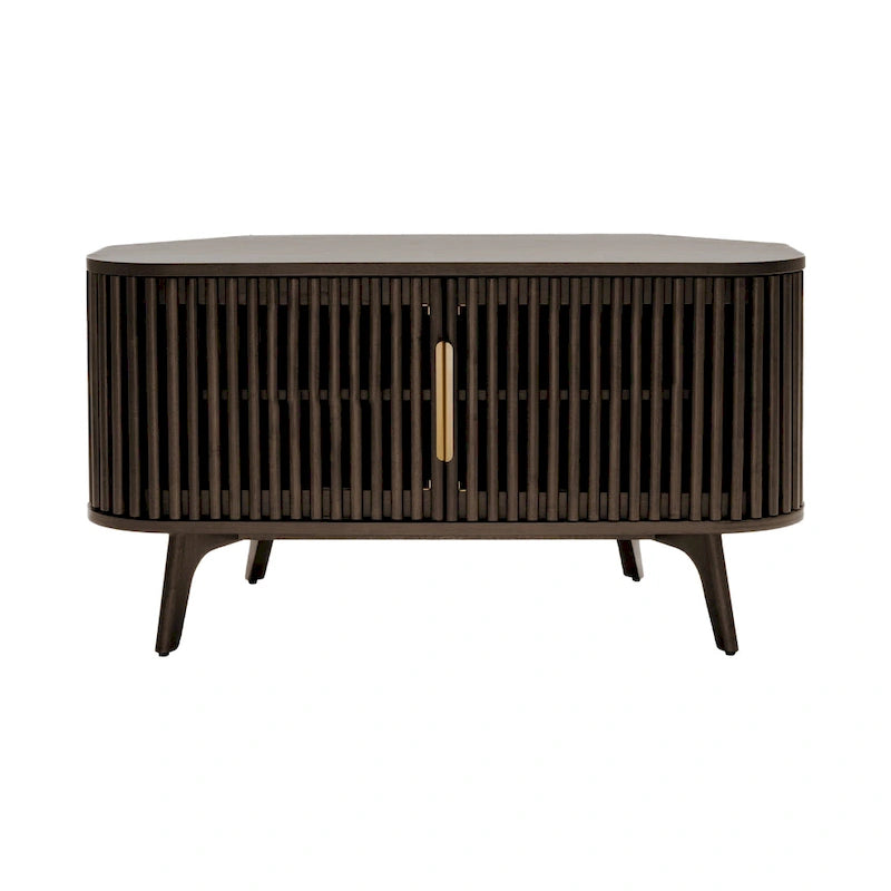 Studio London Sierra Wooden Corner TV Stand with Mid-Century Accents