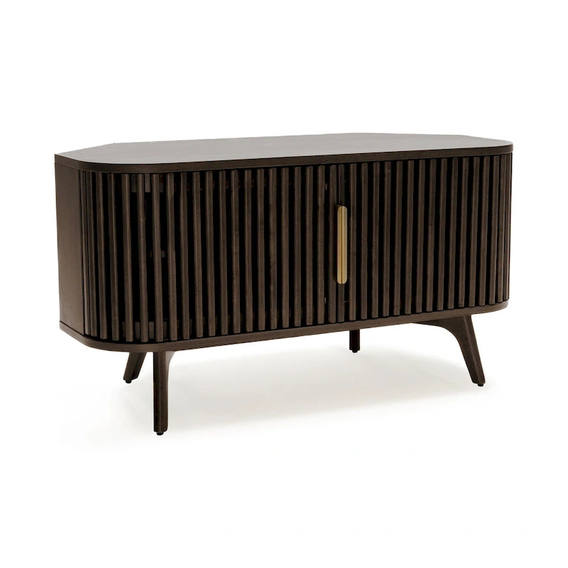Studio London Sierra Wooden Corner TV Stand with Mid-Century Accents