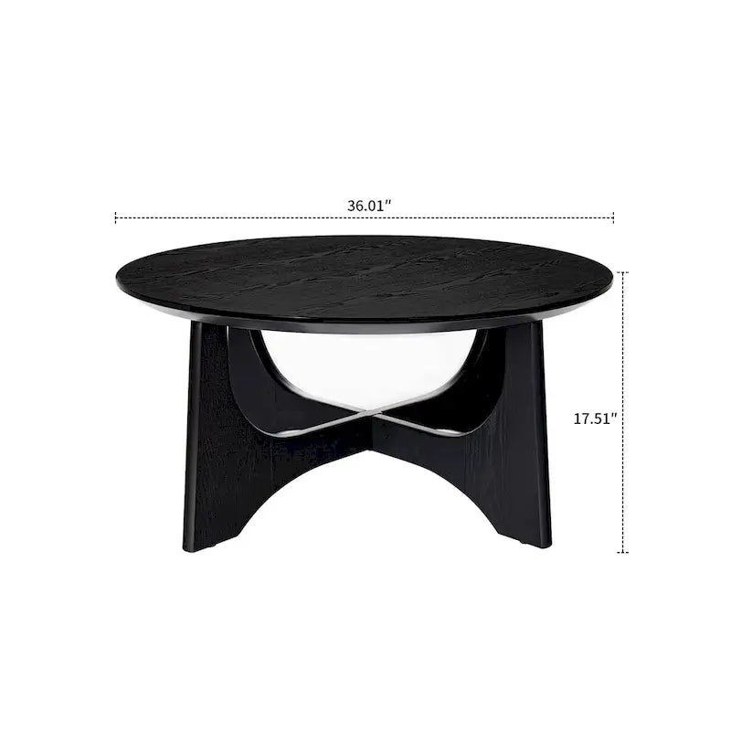 Contemporary Stylish Wooden Round Coffee Table With Eye-Catching Crossover Table Legs