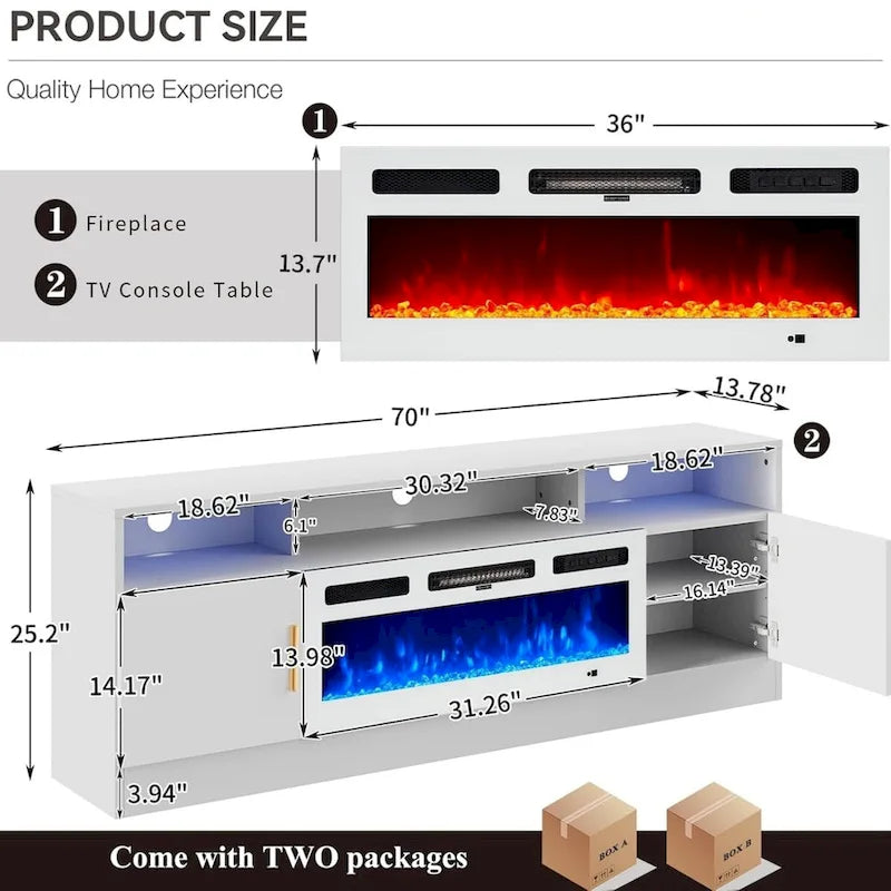 70Fireplace Entertainment Center with 36 Electric Fireplace