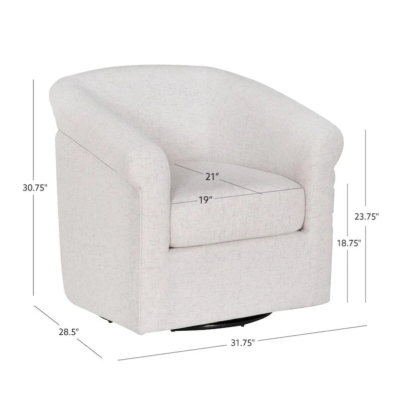 Moriarty Bone Fabric Accent Swivel Chair