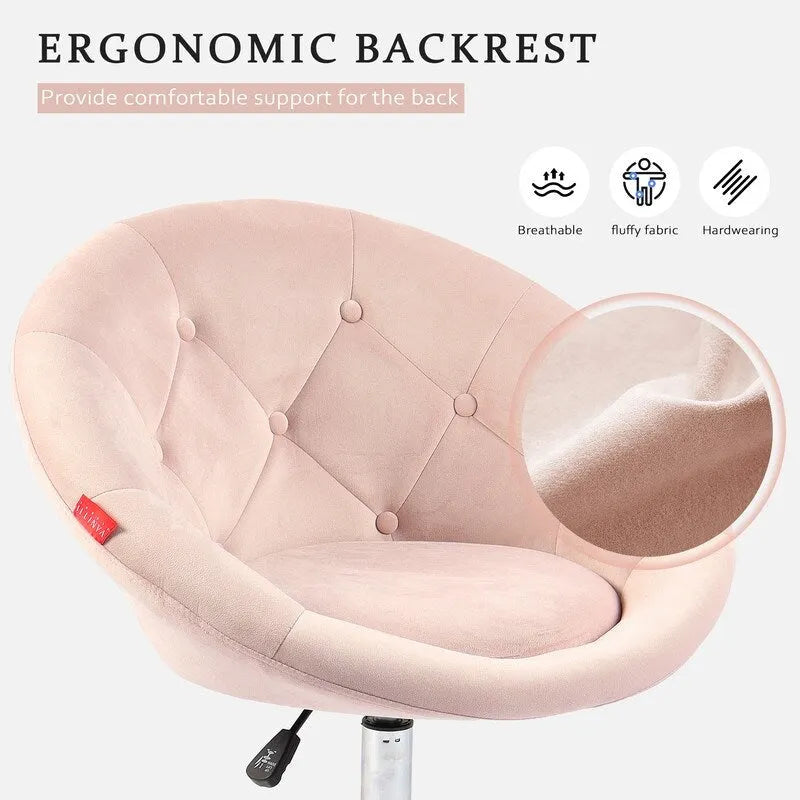 VANITII Accent Chair Swivel Vanity Chair Office Desk Chair Modern Height Adjustable Pink/Grey/White